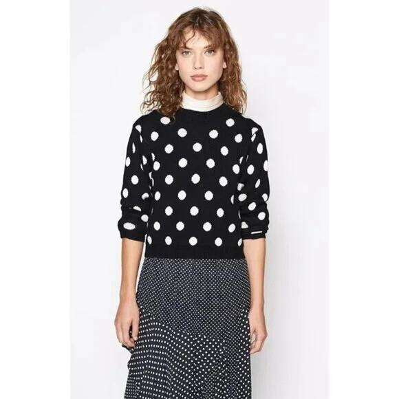 Joie Brettina B Polka Dot Black and White Sweater S - Picture 1 of 9